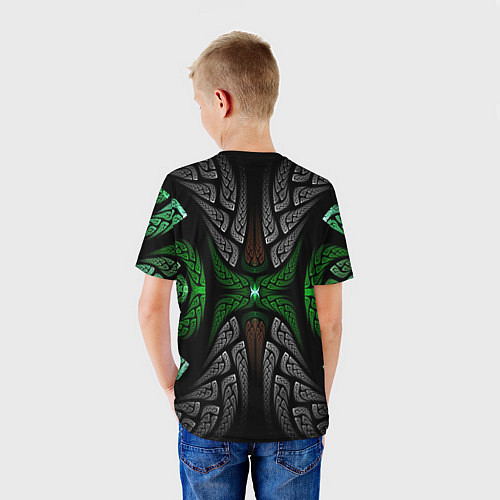 Детская футболка Серо-Зеленые Узоры / 3D-принт – фото 4