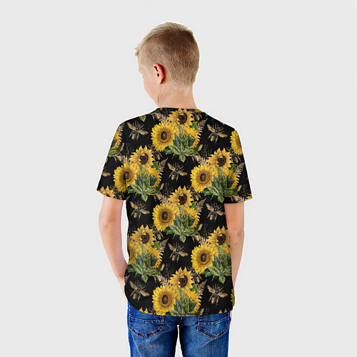 Детская футболка Fashion Sunflowers and bees / 3D-принт – фото 4