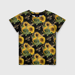 Футболка детская Fashion Sunflowers and bees, цвет: 3D-принт