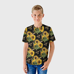 Футболка детская Fashion Sunflowers and bees, цвет: 3D-принт — фото 2