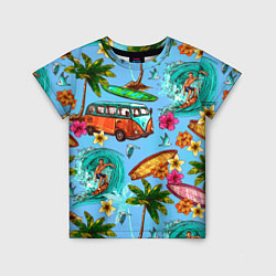 Детская футболка Пальмы, волны, серфинг