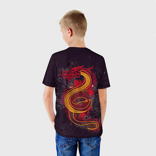 Детская футболка НЕОНОВЫЙ ДРАКОН, 3d / 3D-принт – фото 4