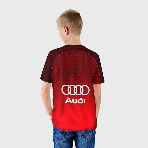 Детская футболка AUDI красная сетка / 3D-принт – фото 4