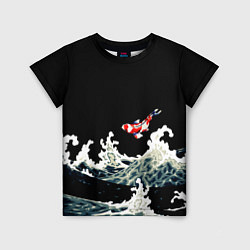 Детская футболка Карп Кои Волна Япония Рыба