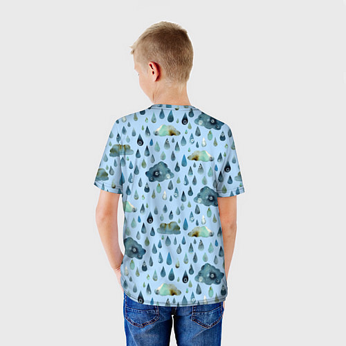 Детская футболка Дождливая осень Тучки и дождь / 3D-принт – фото 4