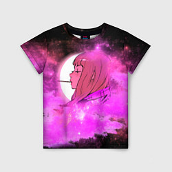 Детская футболка Аниме Девушка Розовый Космос