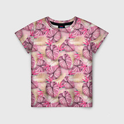 Детская футболка Розовый тропический узор
