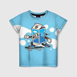 Детская футболка Пачка молока на скейте