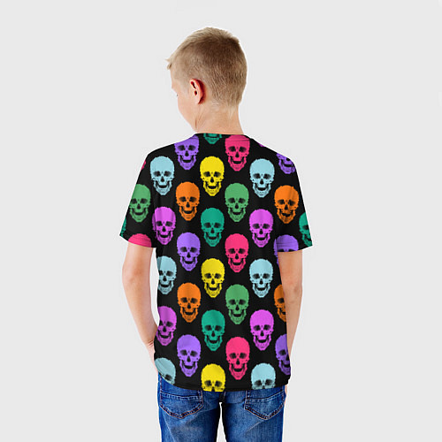 Детская футболка Разноцветные черепа Готика / 3D-принт – фото 4