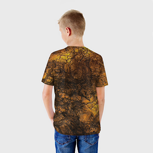 Детская футболка Желто-черная текстура камня / 3D-принт – фото 4