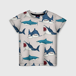 Детская футболка Кровожадные акулы паттерн