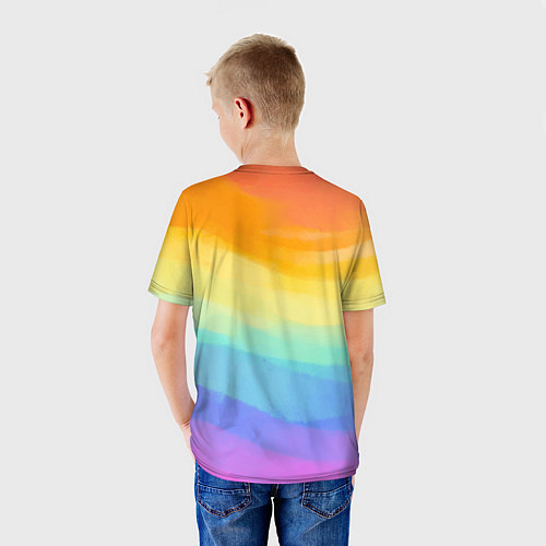 Детская футболка РАДУЖНЫЕ ВОЛНЫ RAINBOW WAVES Z / 3D-принт – фото 4