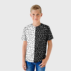 Футболка детская Руны чёрно-белое, цвет: 3D-принт — фото 2