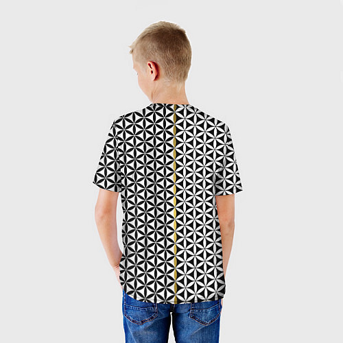 Детская футболка Цветок Жизни чёрно-белый / 3D-принт – фото 4