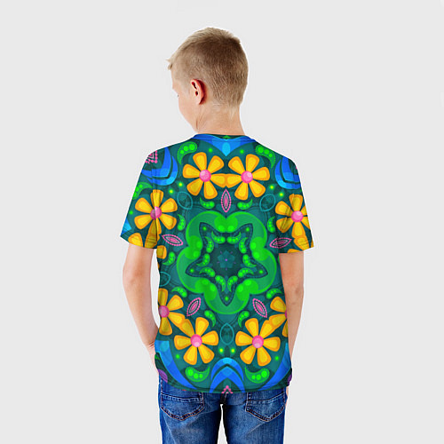 Детская футболка Цветы и узоры - Калейдоскоп / 3D-принт – фото 4