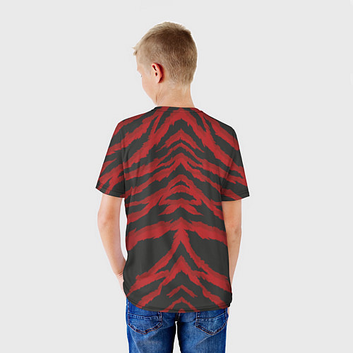 Детская футболка Красная шкура тигра / 3D-принт – фото 4