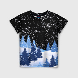 Детская футболка Снежная ночь в зимнем лесу
