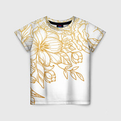 Детская футболка Золотые цветы на белом