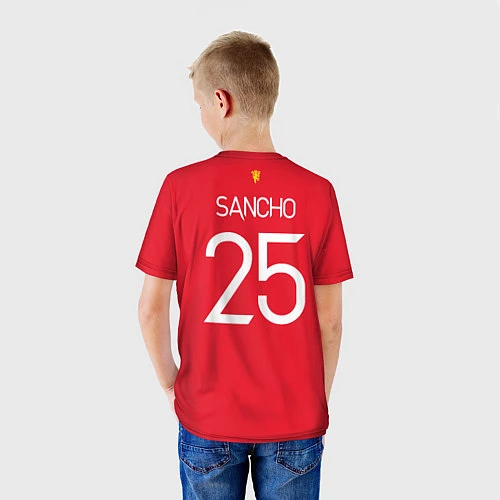 Детская футболка Джейдон Санчо форма Манчестер Юнайтед 20212022 / 3D-принт – фото 4