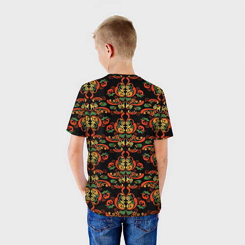 Детская футболка Хохломские узоры II black / 3D-принт – фото 4