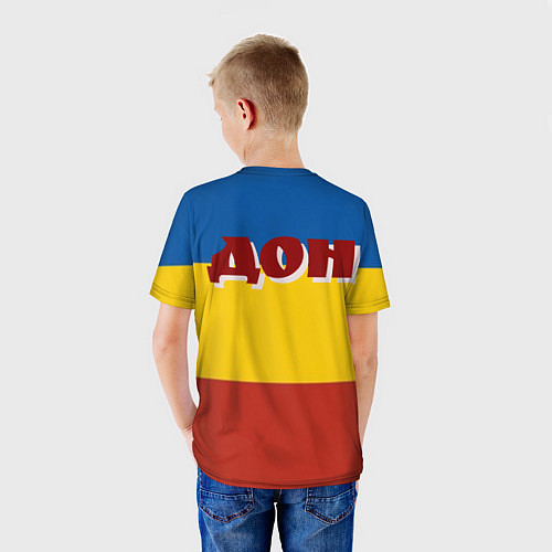 Детская футболка Донской Казак на фоне Флага / 3D-принт – фото 4