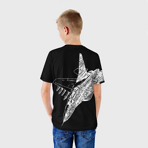 Детская футболка Истребитель штрихом ВВС России / 3D-принт – фото 4