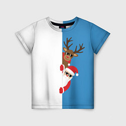 Детская футболка Крутые Санта и Олень