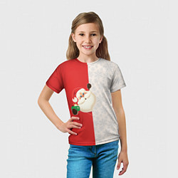 Футболка детская Дед Мороз селфи, цвет: 3D-принт — фото 2