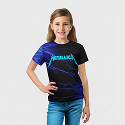 Футболка детская METALLICA BLUE FLASH МЕТАЛЛИКА СИНИЕ МОЛНИИ, цвет: 3D-принт — фото 2