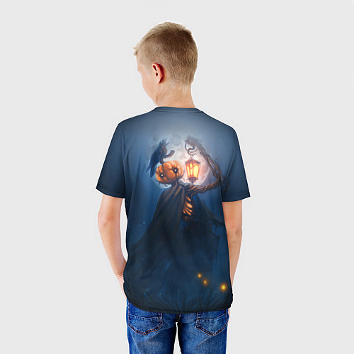 Детская футболка ТЫКВИННЫЙ МОНСТР В ТУМАНЕ ХЕЛЛОУИН / 3D-принт – фото 4