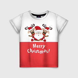 Детская футболка Санта с 2 Оленями
