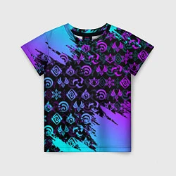 Детская футболка GENSHIN NEON PATTERN SYMBOL НЕОН ЭМБЛЕМЫ