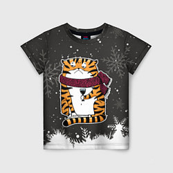 Детская футболка Тигр с бокалом вина
