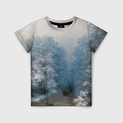 Детская футболка Зимний пейзаж картина маслом