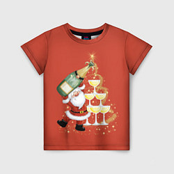 Детская футболка Дед Мороз и шампанское