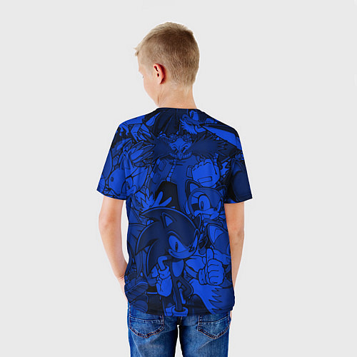 Детская футболка SONIC BLUE PATTERN СИНИЙ ЁЖ / 3D-принт – фото 4