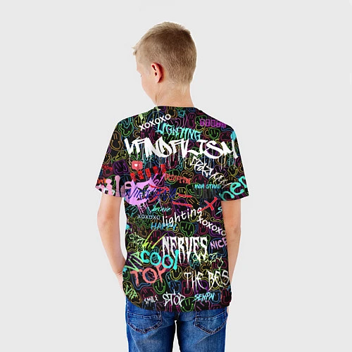 Детская футболка Neon graffiti Smile / 3D-принт – фото 4