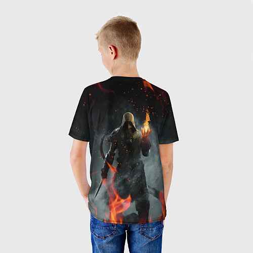 Детская футболка TES SKYRIM DOVAHKIN FLAME ДРАКОНОРОЖДЕННЫЙ / 3D-принт – фото 4