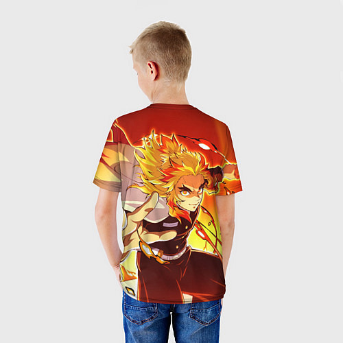 Детская футболка Ренгоку Кёджуро, Клинок рассекающий демонов / 3D-принт – фото 4