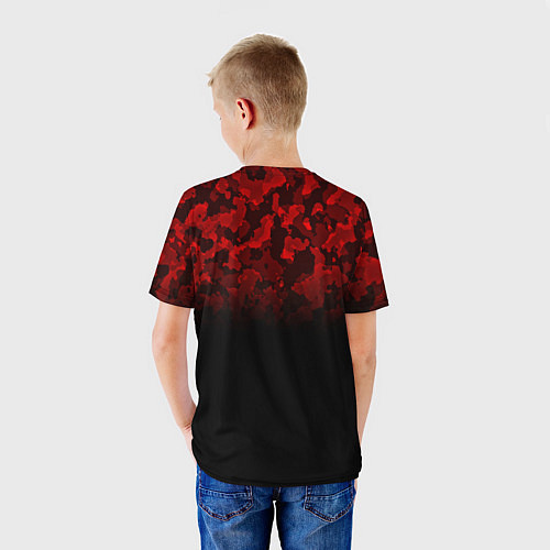 Детская футболка BLACK RED CAMO RED MILLITARY / 3D-принт – фото 4