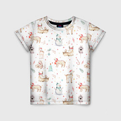 Детская футболка Паттерн с оленями и медведями