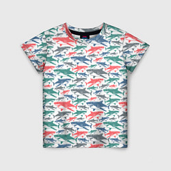 Детская футболка Разноцветные Акулы