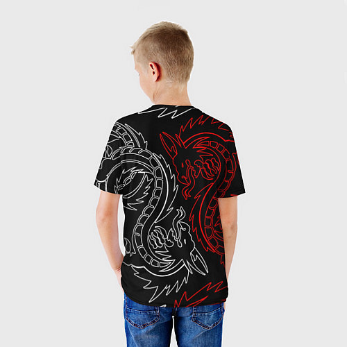 Детская футболка БЕЛО КРАСНЫЙ ДРАКОН RED WHITE DRAGON / 3D-принт – фото 4