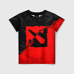 Детская футболка DOTA 2 RED BLACK LOGO, БРЫЗГИ КРАСОК