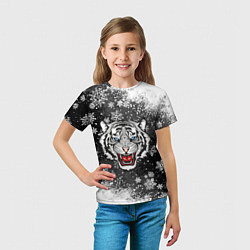 Футболка детская НОВОГОДНИЙ БЕЛЫЙ ТИГР 2022, цвет: 3D-принт — фото 2