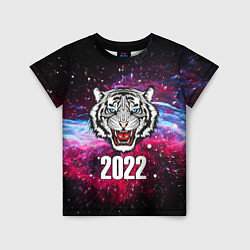 Детская футболка ЧЁРНЫЙ ТИГР НОВЫЙ ГОД 2022 GRAY TIGER NEW YEAR