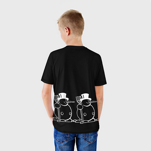 Детская футболка Снеговик на черном фоне / 3D-принт – фото 4
