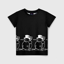Детская футболка Снеговик на черном фоне