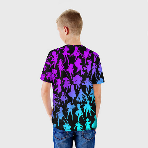 Детская футболка GENSHI IMPACT HEROES NEON НЕОНОВЫЙ УЗОР / 3D-принт – фото 4