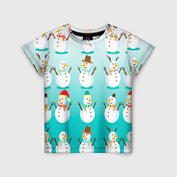 Детская футболка Веселые снеговички узор